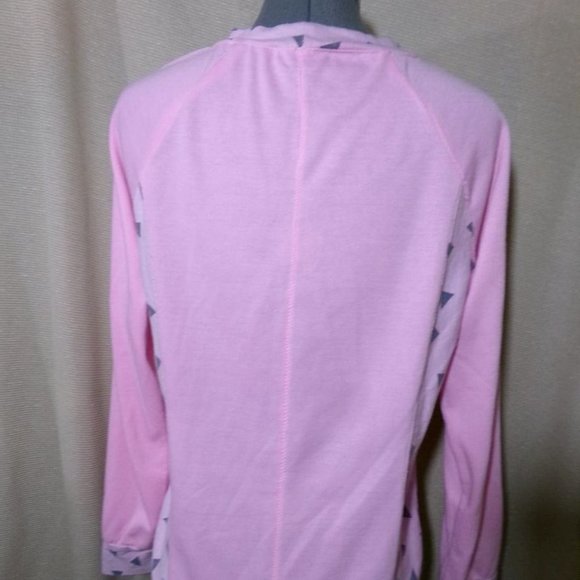 Triangle graphic print Fleece Sweatshirt S Pink Gray crew neck Soft lightweight - Picture 9 of 11